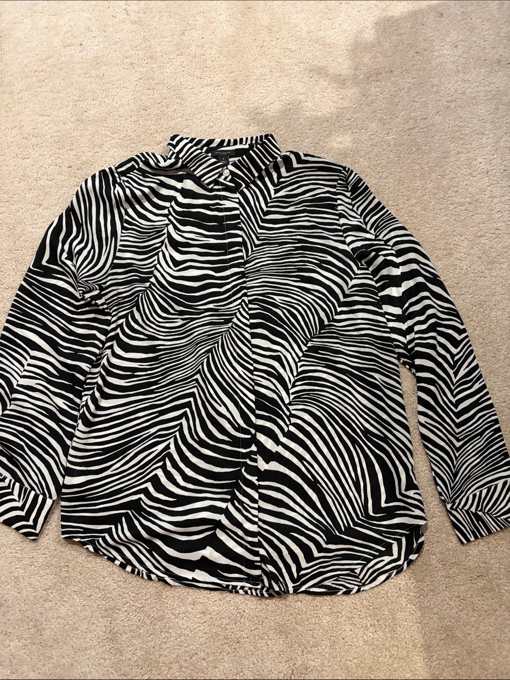 Black & White Zebra Print Women’s Button-Up Shirt